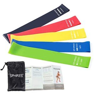 SPHIRES 5-Pack Natural Latex Resistance Bands Set