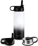 SUNTQ Insulated Water Bottle with Straw, 2 Lids