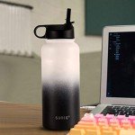 SUNTQ Insulated Water Bottle with Straw, 2 Lids