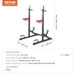 VEVOR Adjustable Squat Stand with Weight Plate Storage
