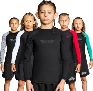 Kids' Full Sleeve Compression Rash Guards - Black