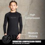 Kids' Full Sleeve Compression Rash Guards - Black