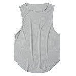 Men's White V-Neck Gym Tank Top & Resistance Bands