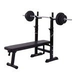 Adjustable Folding Weight Bench & Barbell Rack Set