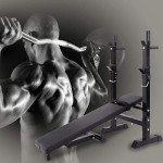Adjustable Folding Weight Bench & Barbell Rack Set