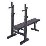 Adjustable Folding Weight Bench & Barbell Rack Set