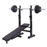 Adjustable Folding Weight Bench & Barbell Rack Set