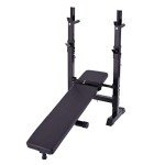 Adjustable Folding Weight Bench & Barbell Rack Set