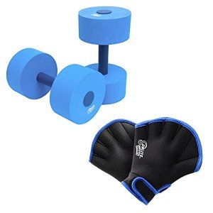 Water Dumbbell Set with Gloves for Pool Fitness