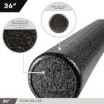 36" Black Muscle Foam Roller for Pain Relief