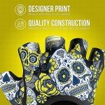 Sugar Skull Women's Workout Gloves - Pink & Yellow