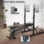 Adjustable Folding Weight Bench with Barbell Rack