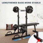 Adjustable Folding Weight Bench with Barbell Rack