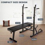Adjustable Folding Weight Bench with Barbell Rack