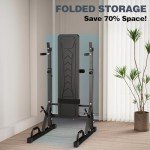 Adjustable Folding Weight Bench with Barbell Rack