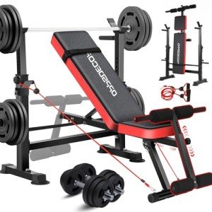 Adjustable 6-in-1 Weight Bench Set for Home Gym