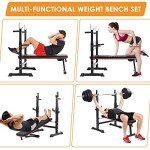 Adjustable Weight Bench with Barbell Rack & Dip Station