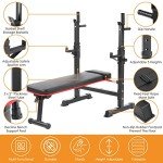 Adjustable Weight Bench with Barbell Rack & Dip Station