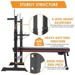 Adjustable Weight Bench with Barbell Rack & Dip Station
