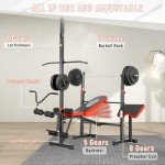 8-in-1 Foldable Weight Bench with Lat Pulldown