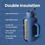 64 oz Insulated Sports Water Bottle with Straw