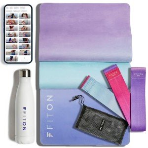 Yoga Starter Kit with Mat, Resistance Bands & Bottle