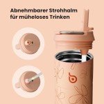 Stainless Steel Sports Water Bottle with Straw - 500ml