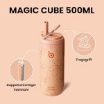 Stainless Steel Sports Water Bottle with Straw - 500ml