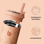 Stainless Steel Sports Water Bottle with Straw - 500ml