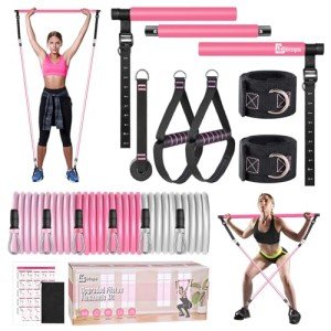 Pilates Bar Kit with Resistance Bands for Home Workouts
