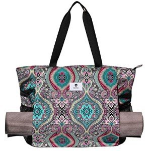 Bohemian Teal Yoga Mat Carrier Tote Bag