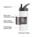 8 Pack White Stainless Steel Kids Water Bottles