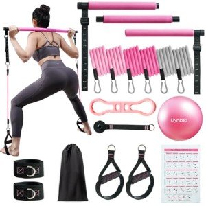 Pilates Bar Kit with Resistance Bands for Home Workouts