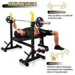 CANPA Adjustable Weight Bench with Barbell Rack