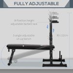 Adjustable Foldable Weight Bench with Barbell Rack