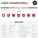 LOEFT 50 lb Olympic Barbell - 7ft Red