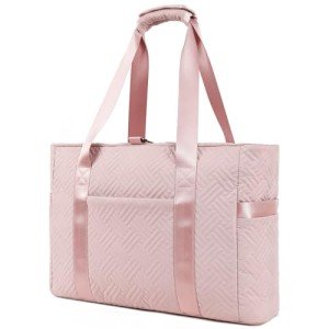 Pink Tote Bag with Laptop Sleeve & Yoga Mat Holder
