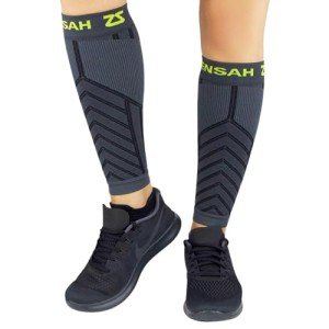 Zensah Compression Leg Sleeves - Steel Grey, Large/X-Large