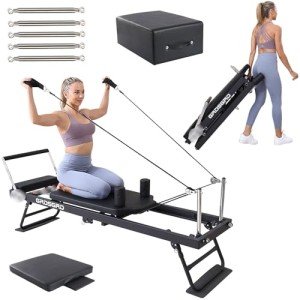 Compact Foldable Pilates Reformer for Home Gym