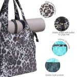 Black Leopard Print Yoga Tote Bag for Women