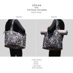 Black Leopard Print Yoga Tote Bag for Women