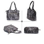 Black Leopard Print Yoga Tote Bag for Women