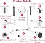 Adjustable Squat Rack with Barbell Pad for Home Gym