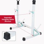 Adjustable Squat Rack with Barbell Pad for Home Gym