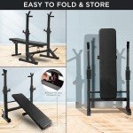 Adjustable Foldable Weight Bench with Barbell Rack