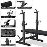 Adjustable Foldable Weight Bench with Barbell Rack
