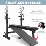 Adjustable Foldable Weight Bench with Barbell Rack