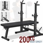 Adjustable Foldable Weight Bench with Barbell Rack