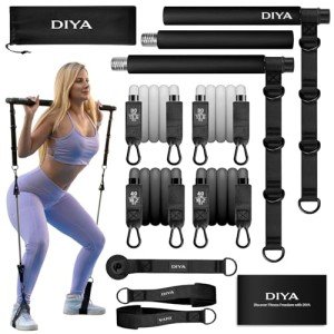 Pilates Bar Kit with Resistance Bands for Home Gym