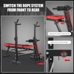 Versatile 6-in-1 Weight Bench with Barbell Rack